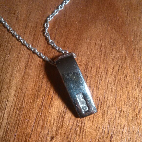 Simulated Diamond Bar Pendant Sterling Silver Necklace - Picture 6 of 13